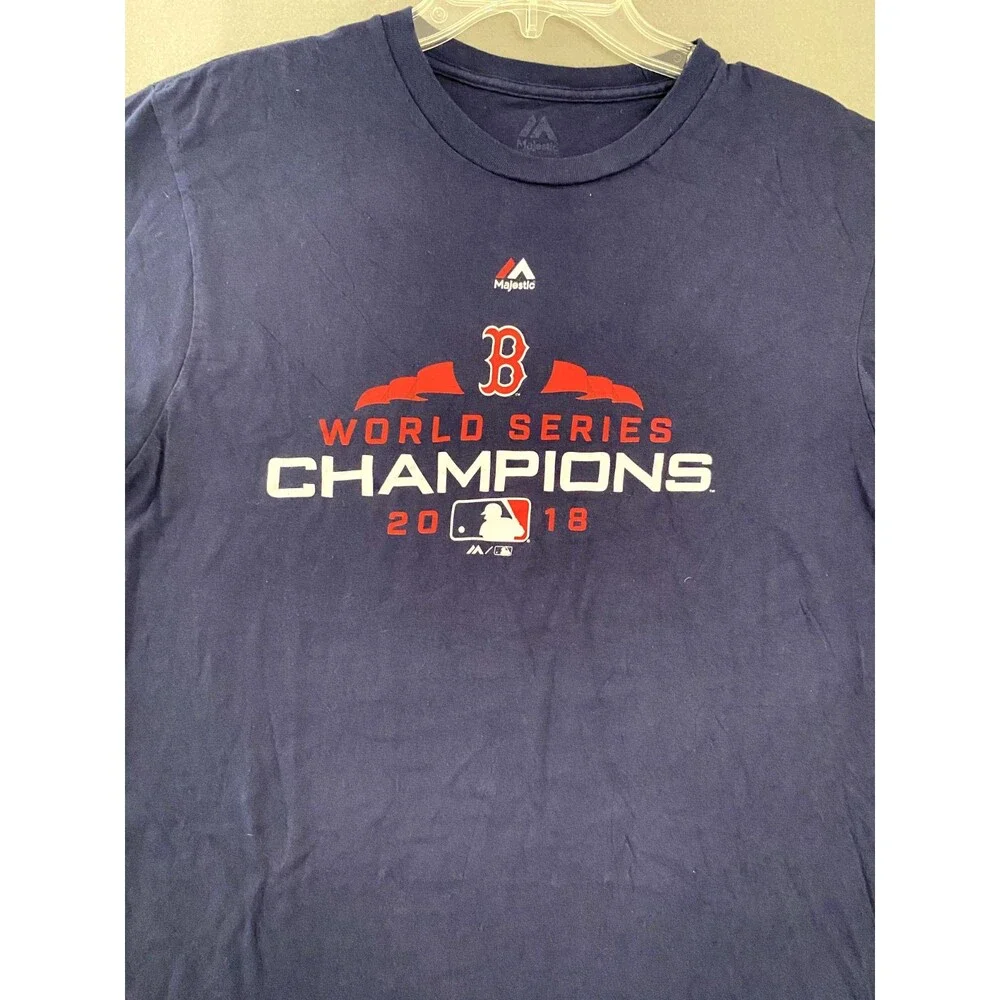 Boston Red Sox Shirt Mens Medium Blue Graphic Champions 2018 MLB Majestic Casual - Picture 3 of 8
